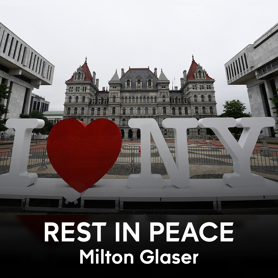 Milton Glaser, the groundbreaking graphic designer who adorned Bob Dylan's silhouette with psychedelic hair and summed up the feelings for his native New York with "I (HEART) NY," died Friday, his 91st birthday. #RIP
