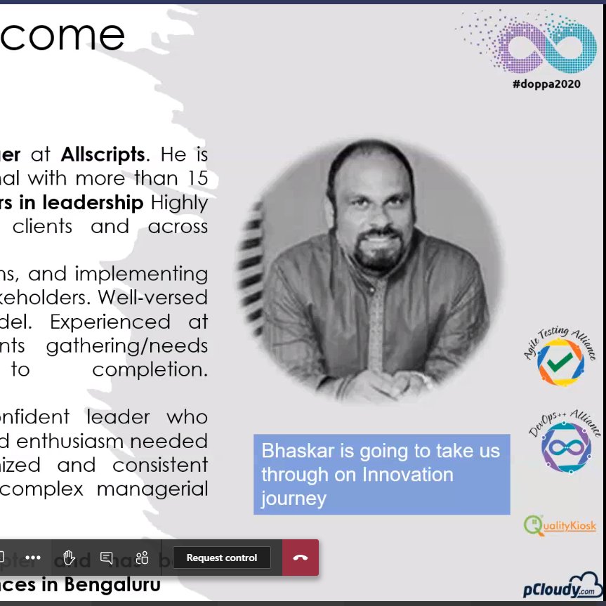 doppaconf's tweet photo. #doppa2020 - in Progress - Track 3, Interactive Session on "Innovation " by Bhaskar Motouru @BhaskarMotouru, 
Sr. Manager Development, @AllscriptsINDIA

#doppa2020 website: https://t.co/IpOJiuY9oj https://t.co/5a0N307GUB