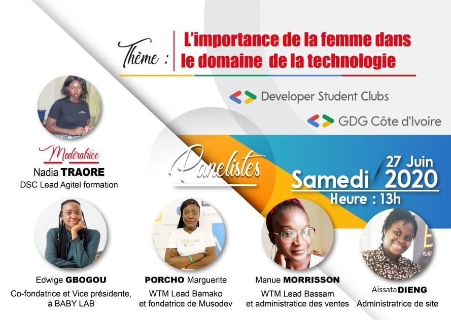 ArmelYara's tweet photo. [La semaine de la technologie en Côte d'Ivoire] 
Le jour de la femme. 

En cours 

Thème : L’importance de la femme dans le domaine de la technologie.

Lien : https://t.co/zl4jueOimx

#weektechciv #Civ225 @gdgcocody @gdg_bassam @DAgitel https://t.co/CBBheLO31c