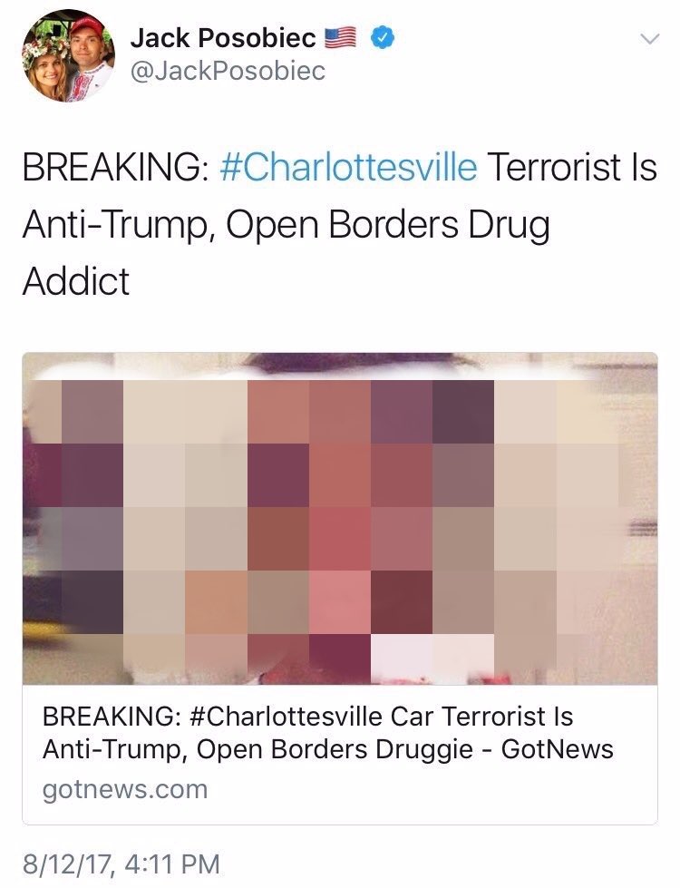 Jack also spread Far Right propaganda about the identity of the terrorist in Charlottesville.This article contains doxx of an innocent teenager who /pol/ smeared as the driver.