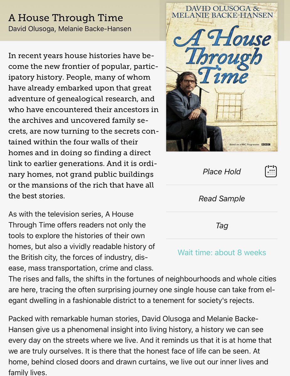 📚📚📚Reading suggestion 📚📚📚

Were you captivatated by the history of 10 Guinea Street #Bristol?

Borrow the #eBook of 📖 “A House Through Time” from the @BristolLibrary collection on #Libby / @OverDriveLibs 

#AHouseThroughTime #Bristol #Libraries @LibrariesWest