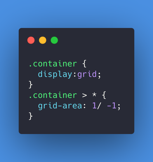 Tip CSS💡deja de utilizar position: absolute 💩 podemos apilar elementos y que tengan el mismo tamaño que su contenedor utilizando Grid layout