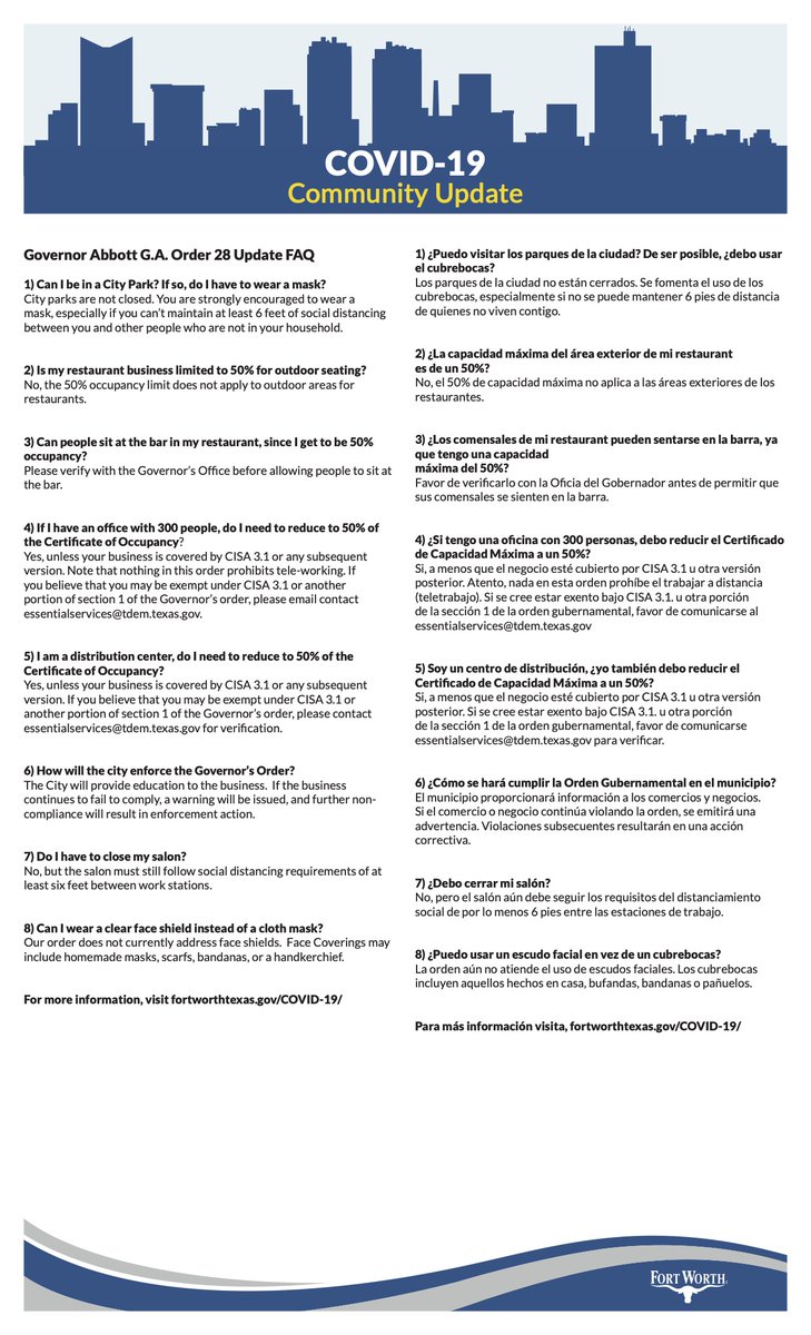 Betsy Price As We Move Forward The City Of Fort Worth Has Provided A Faq For Business Owners And The Public Regarding Governor Abbott S Latest Executive Order Together We Can