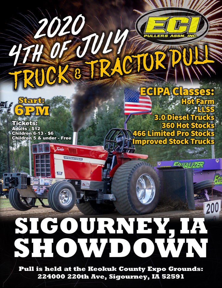 First pull of the year is in Sigourney, IA on Saturday July 4th. This is going to be a huge pull! Pullers from Iowa, Missouri, Illinois and Wisconsin are all making the trip!!