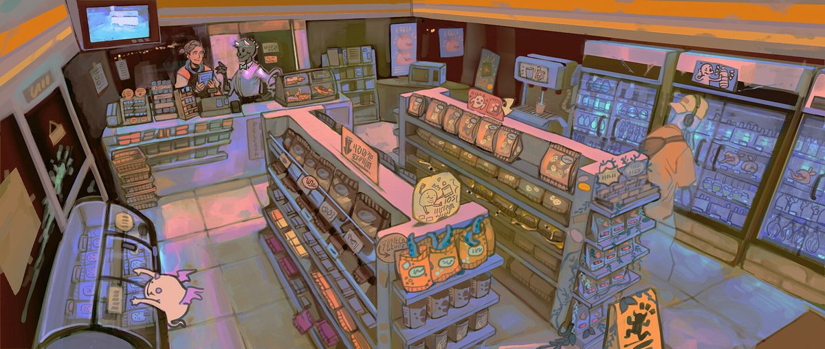 yvecz_'s tweet photo. Concept art of Eskerton (ongoing oc project from 2017)

Originated from the word "Eschaton" which means the end of the world, tells a story of a human boy named Dalton, and his experiences working in a supernatural convenience store. https://t.co/7v92rlh1Hf