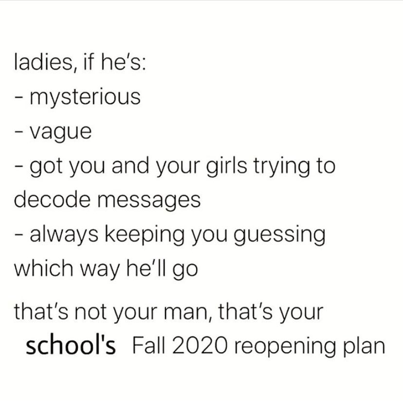 AKAtude's tweet image. This about sums it up! (Credit: author unknown) #schoolsreopening #itsamess #teaching #schools