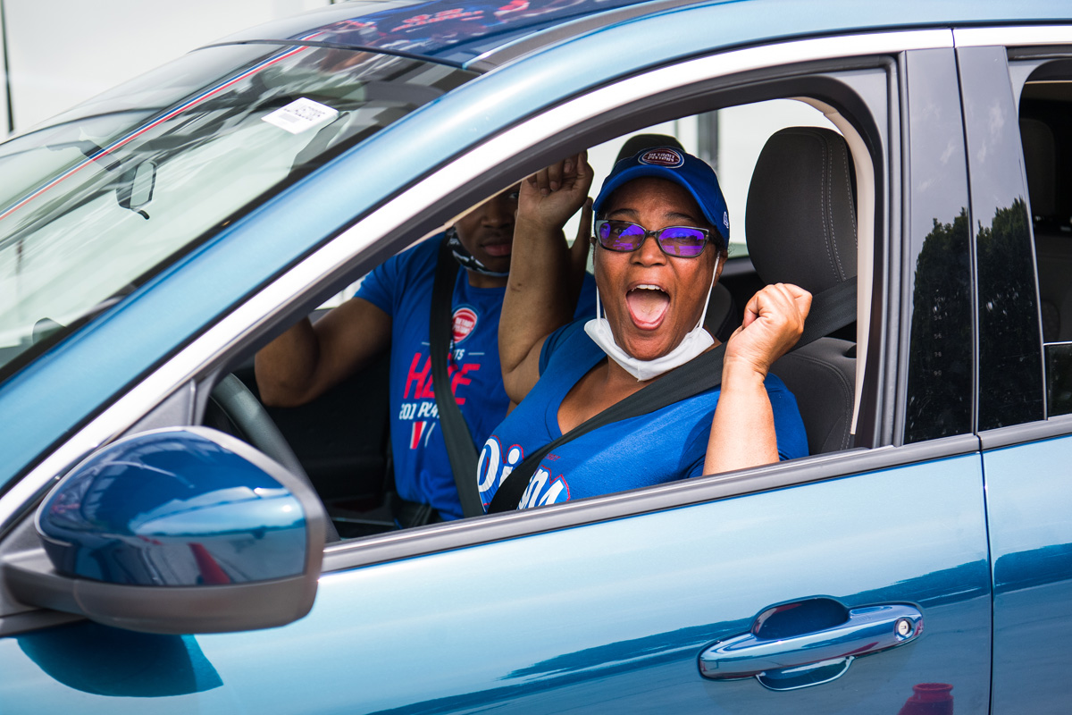 DetroitPistons's tweet photo. As a special thank you to our Pistons One members, we hosted a drive through event at the Henry Ford Detroit Pistons Performance Center on Friday with music, prizes &amp; visits from the Pistons Entertainment teams https://t.co/EaQQebNM0e