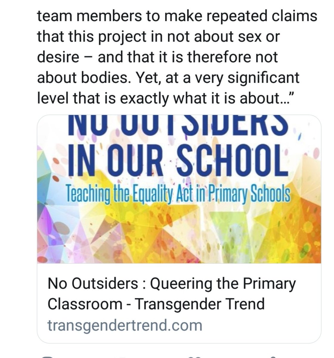 Vilify parents in mediamedia megaphone diplomacy These tactics used for years in the name of equality Christian/Muslim parents raised objections years ago https://www.transgendertrend.com/no-outsiders-queering-primary-classroom/
