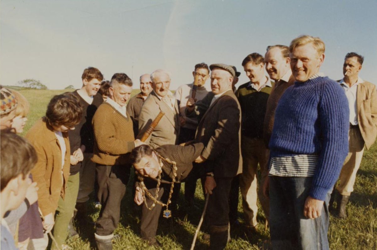 The Beating of the Bounds, a muddy 25-mile slog over the corporation's land led by the Portreeve (derived from the Saxon words for "Market Town" [Port] and "Official" [Gerefa]) and his Court, takes place every 3rd Whit Monday, retracing Laugharne's ancient boundaries with sticks.