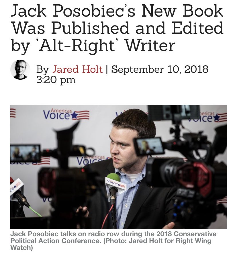 One of Jack’s books was edited & published by Alt-Righter Theodore Beale, a.k.a. Vox Day. https://www.rightwingwatch.org/post/jack-posobiecs-new-book-was-published-and-edited-by-alt-right-writer/