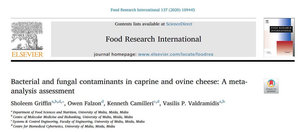 Sholeem Griffin (@sholeemgriffin) on Twitter photo Time for a coffee break. Our manuscript 'Bacterial and fungal contaminants in caprine and ovine cheese: A meta-analysis assessment ' has been accepted for publication in the Food Research International Journal.
bit.ly/2VjasGr <a href="/Vasilis62/">Vasilis</a> <a href="/owenfalzon/">Owen Falzon</a> @mt_mcst <a href="/UMmalta/">University of Malta</a> Time for a coffee break. Our manuscript 'Bacterial and fungal contaminants in caprine and ovine cheese: A meta-analysis assessment ' has been accepted for publication in the Food Research International Journal.
bit.ly/2VjasGr <a href="/Vasilis62/">Vasilis</a> <a href="/owenfalzon/">Owen Falzon</a> @mt_mcst <a href="/UMmalta/">University of Malta</a>