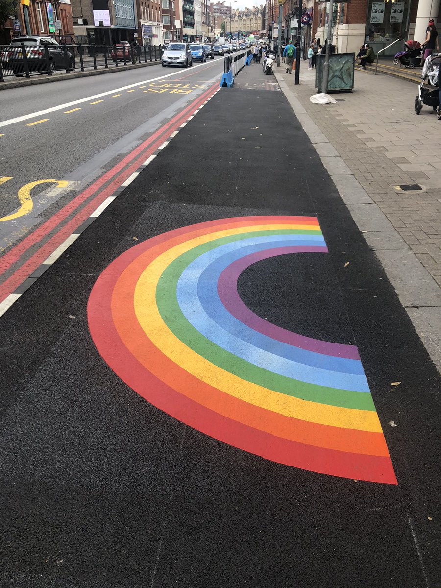 anne_clarke's tweet photo. Nice one @TfL and @CamdenCouncil - widened and brightened pavement in front of the O2 Centre. #PRIDE2020 https://t.co/UGGeP02Uxi