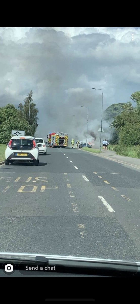 Fire on roundabout near b&q hull roads, @NorthYorksFire on site @minsterfm