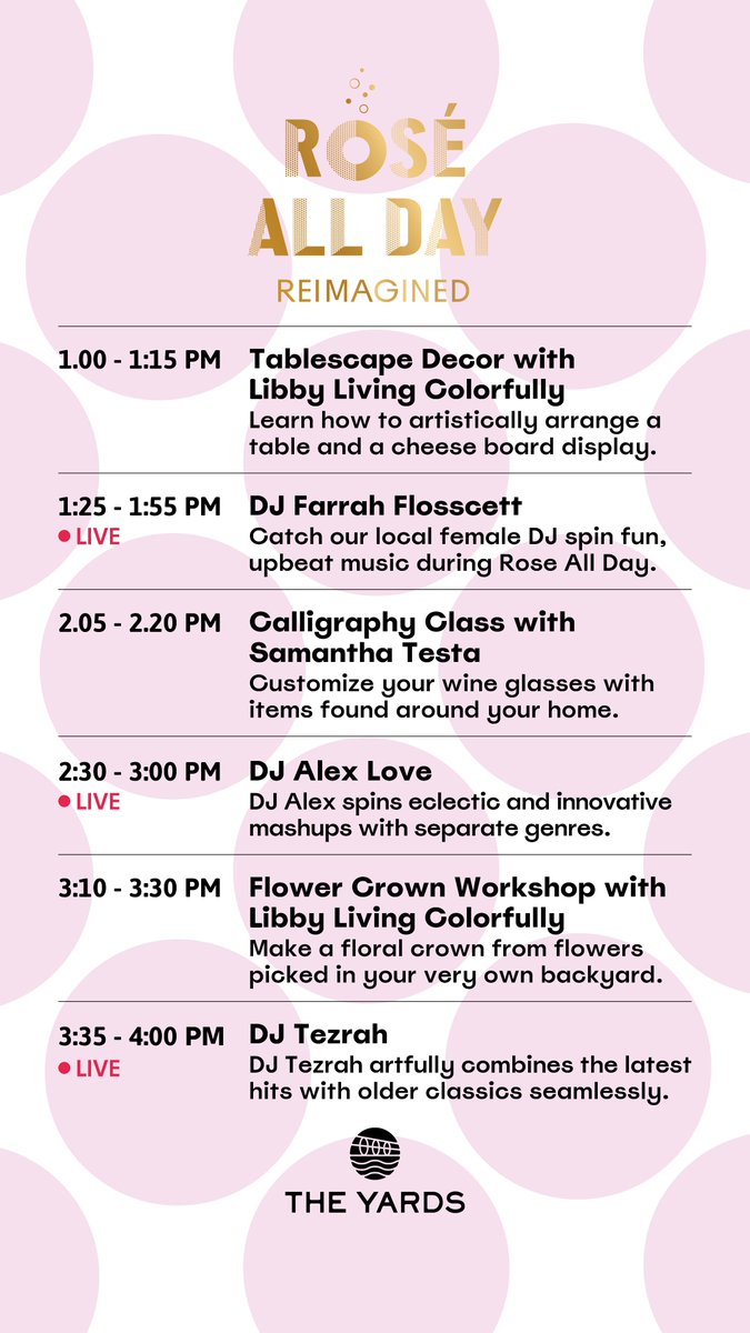 TODAY IS THE DAY !  Tune in at 1pm via our IG channel instagram.com/theyardsdc to make today ... Rosé All Day ~