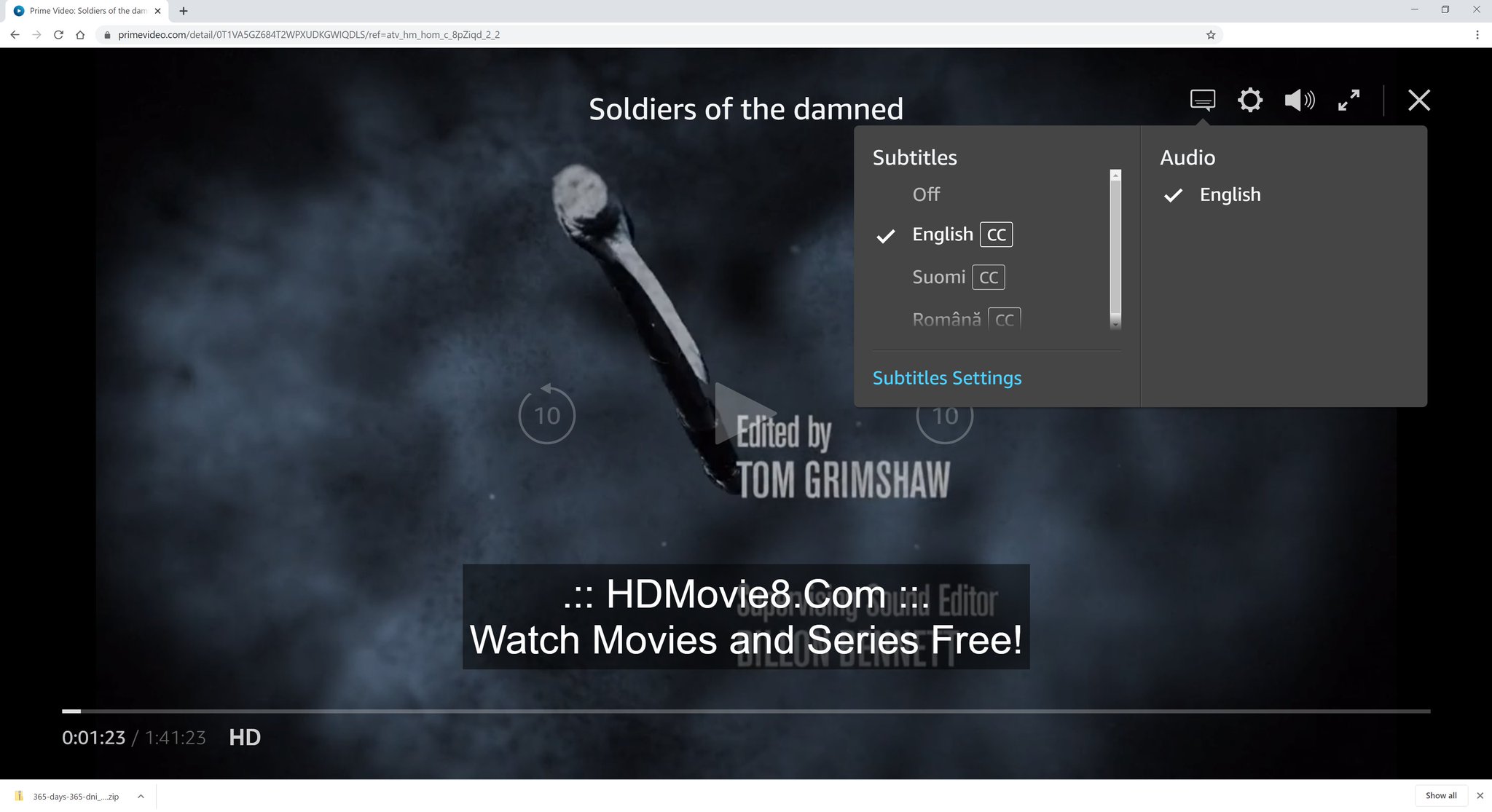 abs on X: So, @PrimeVideo are you endorsing pirate sites (I'm pretty sure  t.coRAbnDz0Gk6 is not legal), or are you simply downloading  subtitles from dubious sites? This is Soldiers of the Damned on PrimeVideo,  with *your* English subtitles. t.co