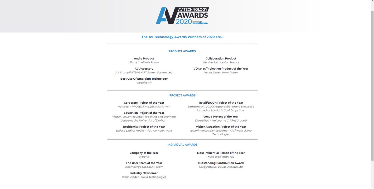 Kev_McLoughlin's tweet image. Congratulations to @ISE_Mike and @gregjeffreys for well deserved #AVTechnologyawards for &apos;Most influential person&apos; and &apos;Outstanding contribution&apos;  @Install8ion  @AVTechEurope #avtweeps @Visual_Displays @ISE_Show