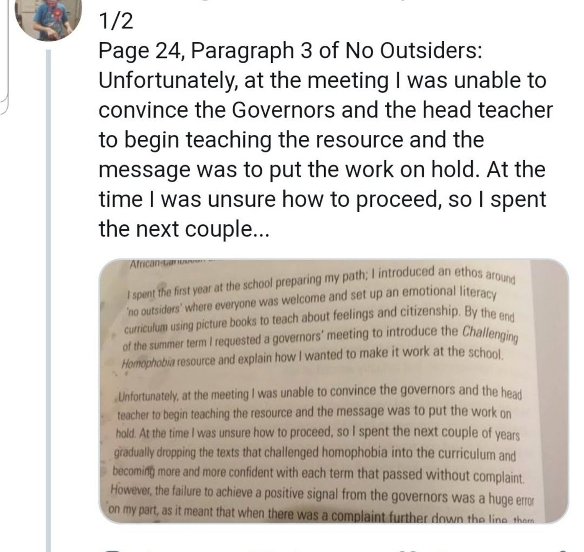 Moffat admits in his No Outsiders book that after governors refused his CHIPS resource ..he spent couple years dropping the text from CHIPS into the curriculum