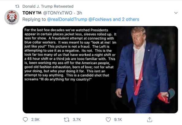 Trump just retweeted a QAnon account 3 times. He previously retweeted this same QAnon account 11 days ago.  https://twitter.com/atrupar/status/1276892319892082688