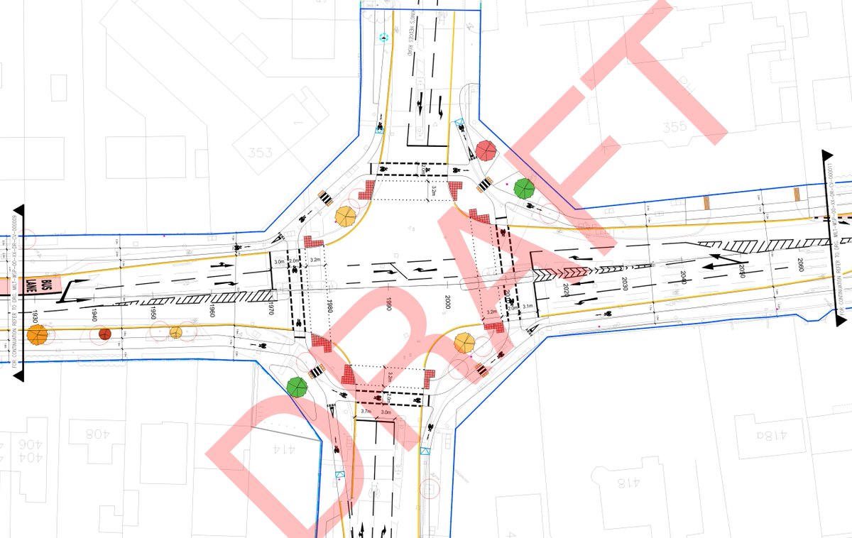 RTaylorUK's tweet photo. @GreaterCambs @vidagoldstein71 @CambridgeLabour @CamSciencePark @camcycle @CambsCC Latest @GreaterCambs plans for the Milton Rd / King’s Hedges Rd / Green End Rd junction. The Milton Rd inbound right-turn lane is still on the wrong side of the island/painted chevrons which I think is surprising and therefore dangerous. https://t.co/NxptoiACxZ https://t.co/rX7voyQobu