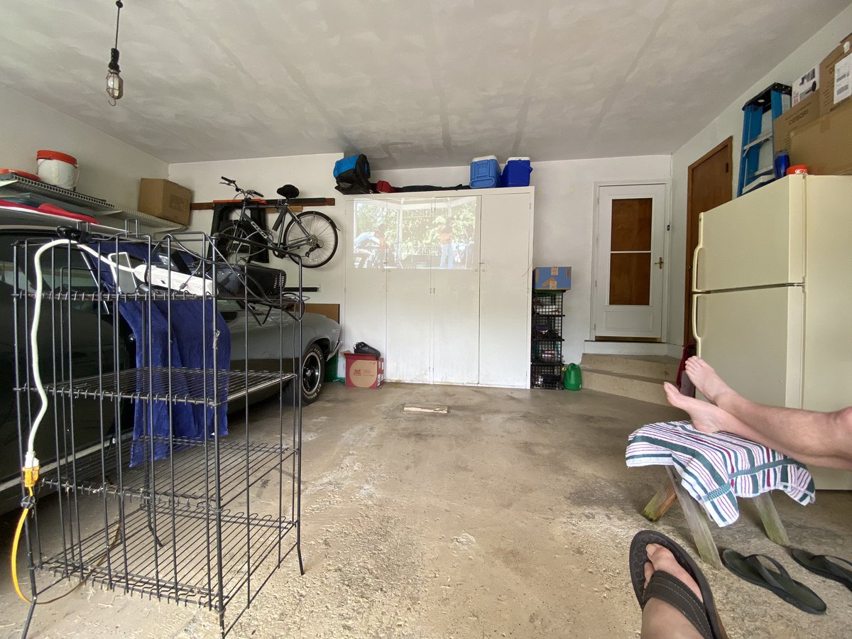 moresarah's tweet photo. When there’s no @comfest @ComFest365 this year, you project #virtualcomfest2020 stream in your garage to avoid the rain. #virtualcomfest https://t.co/a7ygZqIUoz