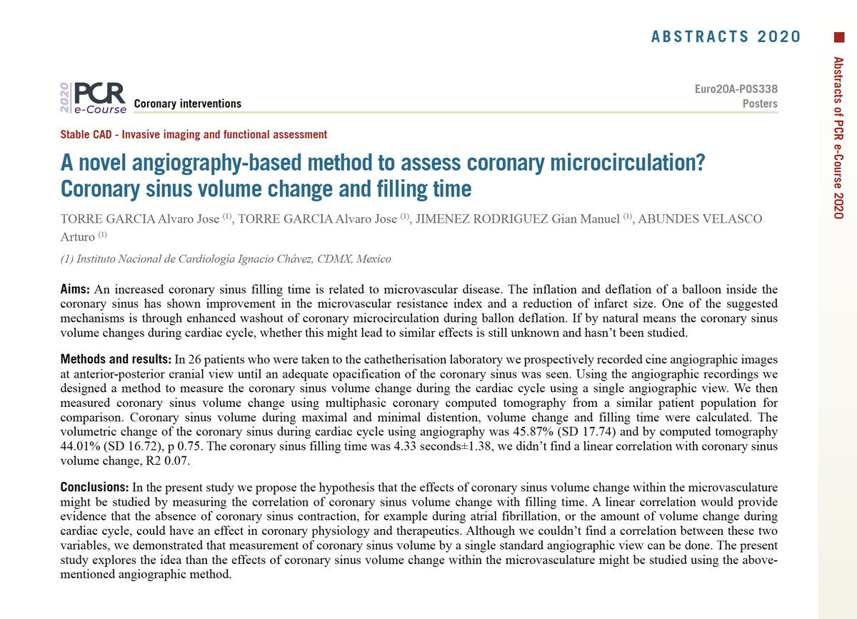#INC_CathLab Abstracts at <a href="/PCRonline/">PCRonline 🫀</a> #PCReCourse 2020.

Congrats to all:
<a href="/drgianma/">Gian Manuel Jmz Rdz</a> <a href="/YIGAL_PR/">Yigal PR</a> <a href="/felixdamasds/">Felix Damas de los Santos</a> <a href="/EduardoAArias1/">Eduardo A. Arias</a> <a href="/MAnThornio/">GuessWho?</a> <a href="/dragustinr/">Dr. Agustin Rivera</a> <a href="/huachos/">Joaquín Jiménez</a> <a href="/Julio_Farjat/">Julio Farjat Pasos</a> <a href="/torre_alvaro/">Alvaro Torre Garcia</a> <a href="/AbundesV/">Arturo Abundes V</a> Kathia Estrada, Marco Peña Duque, Guering Eid Lidt y Jorge Gaspar.

#CardioTwitter