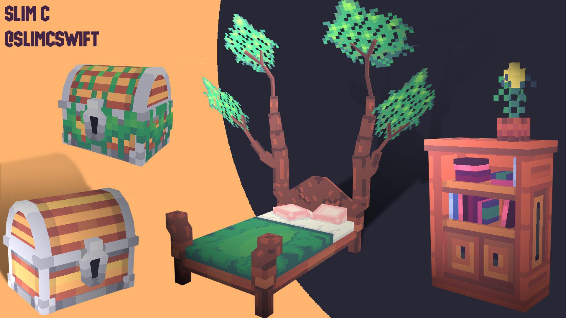 SlimC on Twitter "Fantasy Furniture Blockbench Minecraft lowpoly…