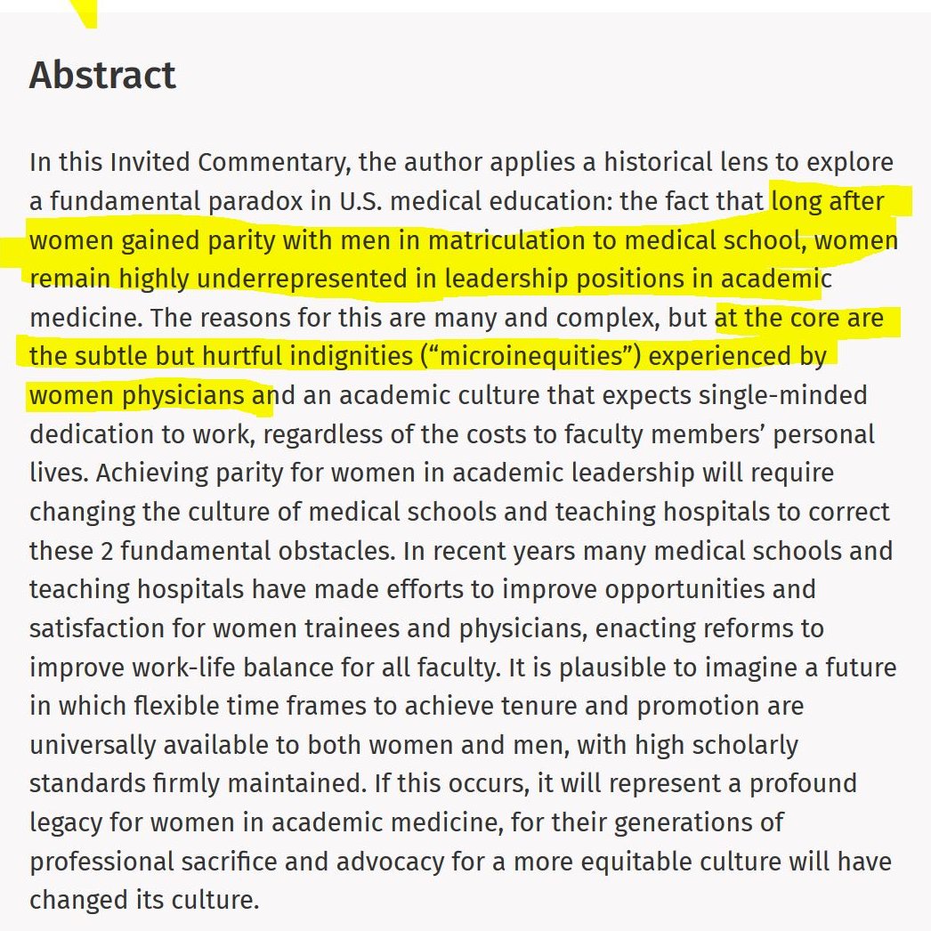 ... If you want to do more than just blow smoke about "the subtle but hurtful indignities (“microinequities”) experienced by women physicians," which, you can admit, in part explain why women "remain highly underrepresented in leadership positions in academic medicine,"... 3/