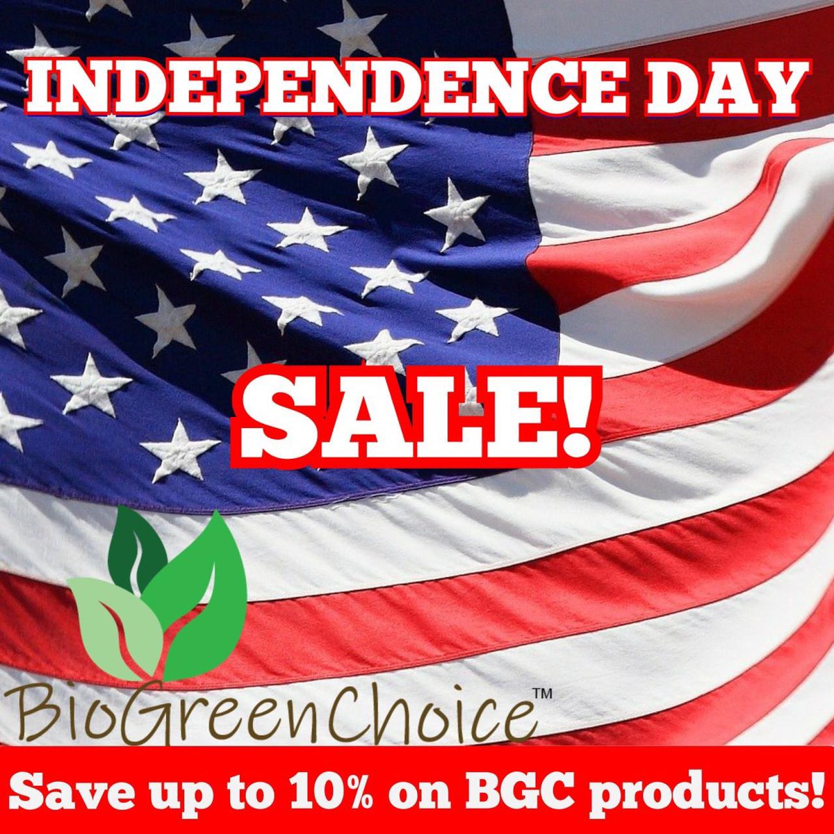 🔴⚪🔵 From June 26th to July 5th, save up to 10% on <a href="/BioGreenChoice/">BioGreenChoice®</a> products! 🔵⚪🔴
<a href="/BioGreenChoice/">BioGreenChoice®</a> products are the BEST choice for your #4thofJuly ofJuly celebrations, &amp; #nature will thank you too!
Visit <a href="/amazon/">Amazon</a> #Storefront TODAY: lnkd.in/emCep_e  Happy 4th July
#Sale