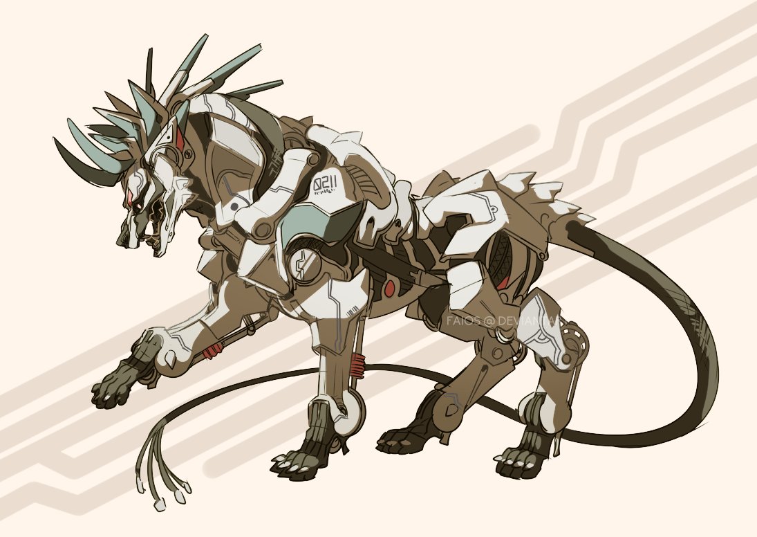 DeviantArt's tweet image. Although taking inspiration from organic creatures, mechs require much more space in their design, lacking the flex and bend of muscle and flesh.
🎨  “Roboken” by @hgnbn13: bit.ly/2BLW6qW 
#Robot #Mech #CreatureDesign