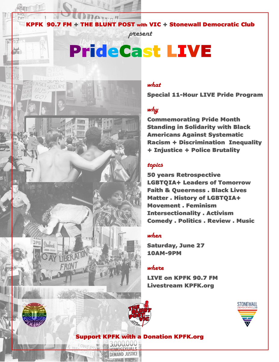 vicgerami's tweet photo. I’m thrilled that #PrideCastLIVE starts in minutes at 10AM on @KPFK 90.7 FM + Livestream on https://t.co/8G1v3OlVQY @StonewallDemsLA @ryanbasham @drexelheard @lesteraponte1 @AlexMohajer @Gay_LosAngeles https://t.co/MOdHIfOPmX