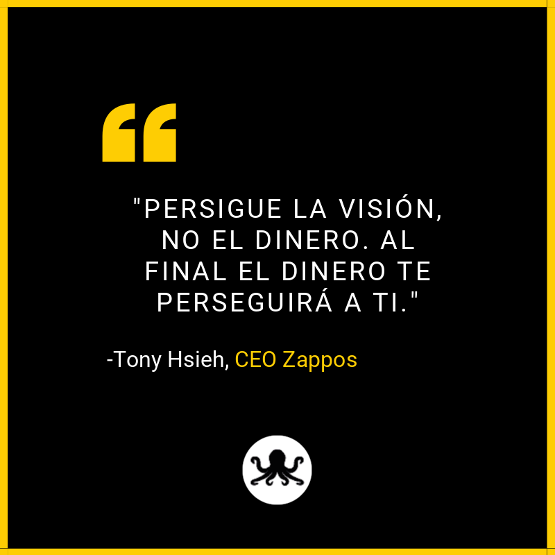 KrakenFinancial's tweet photo. "Persigue la visión, no el dinero. Al final el dinero te perseguirá a ti."
-Tony Zieh, CEO Zappos https://t.co/FwTtLVOGVp