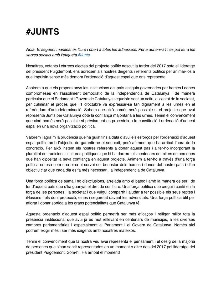 Tinc el convenciment que ha arribat el moment.
#junts