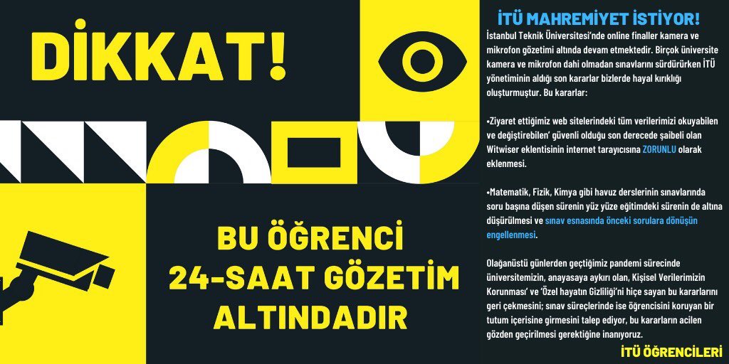 biz zannediyorduk ki iyi üniversite kazanınca sistem de iyi işleyecek. bunlarla uğraşmak yerine bırakın da ders çalışalım artık. dışarıdan yeşili vermek güzel ama kalplerin ve vicdanların da siyahtan farklı olması gerekiyor artık. #İTÜmahremiyetistiyor