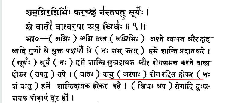 Rig Veda 8.18.9 says that let the air be free of diseases.The noteworthy point is, those noble sages knew that even air contains diseases.In medical terms,  we call it ‘airborne diseases’ which transmits through air.They probably knew about how to sterilize air too.17/n