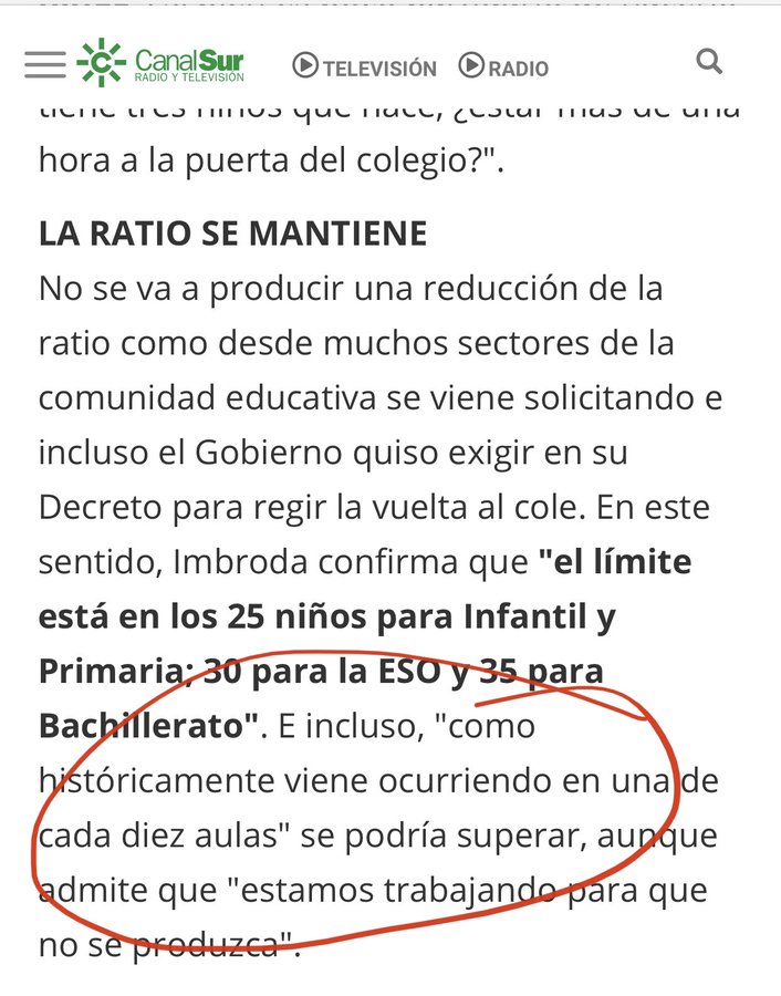 Todo el dinero que su Consejería se ha ahorrado este curso escolar en contratación de personal docente, le debería valer para asegurar el límite legal de alumnado por aula @javierimbroda 
📢 Este curso, menos aún, aceptamos ratios ilegales.
¡Querer es poder!
<a href="/AbadiaOlaia/">Olaia Abadía García de Vicuña</a>