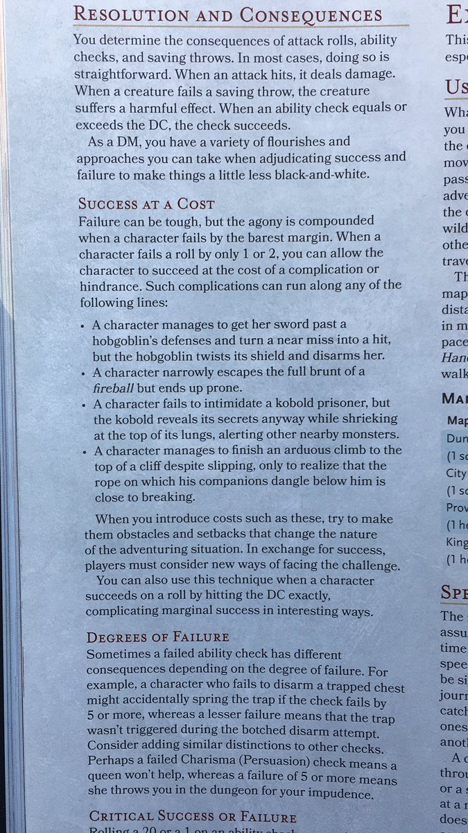 Thread of things people criticize  #DND5E for not having rules for that’s actually in the rules:(1) Variable success/failure on ability checks. DMG p. 242