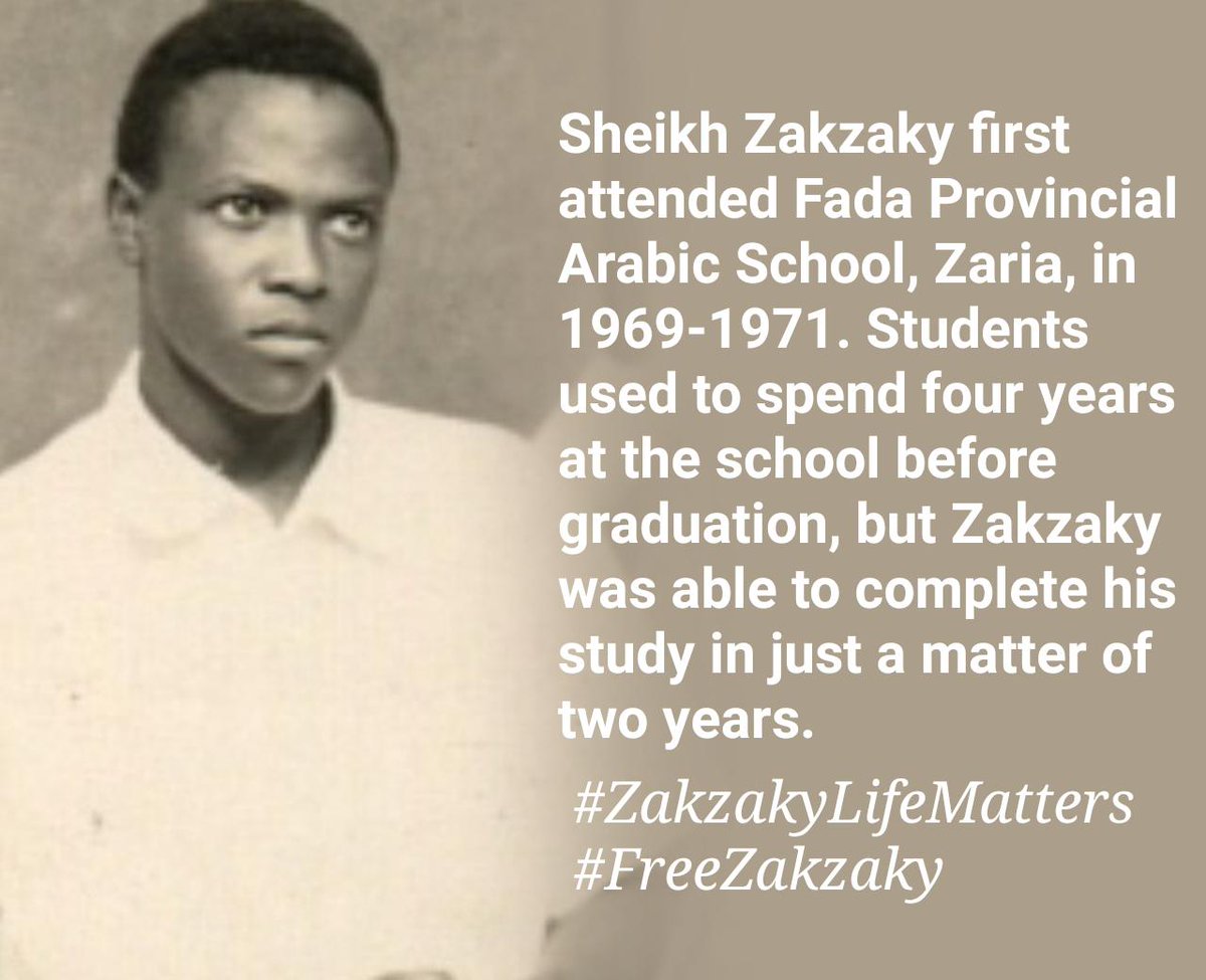yabawiy's tweet photo. Sheikh Zakzaky first attended Fada Provincial Arabic School, Zaria, in 1969-1971. Students used to spend four years at the school before graduation, but Zakzaky was able to complete his study in just a matter of two years.

#FreeZakzaky #ZakzakyLifeMatters https://t.co/rrDpPuw9Fs