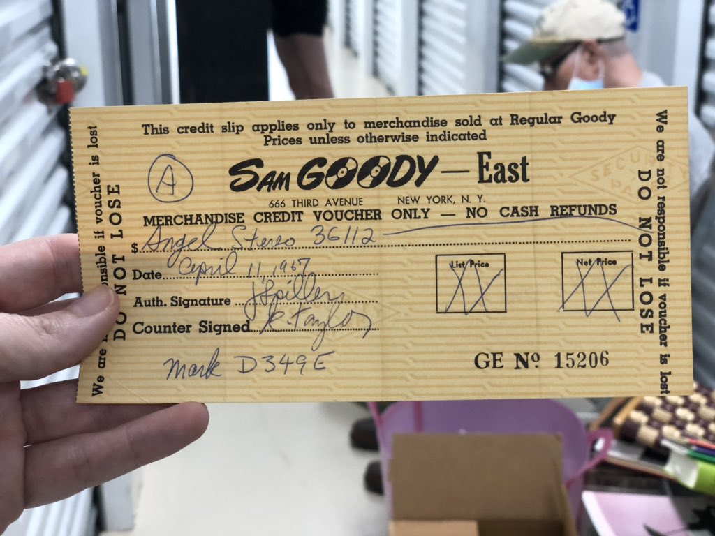 lillian_b's tweet image. Probably can I still cash in this stereo voucher from 1967? #samgoody #nyc #storageunitcleanout @besor