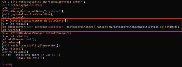 ivMobAppSec's tweet photo. TikTok snooping on users' pasteboard, so I had to take a look.

Their main app's [YYTextView _initTextView] method: https://t.co/YwNTSUTNod