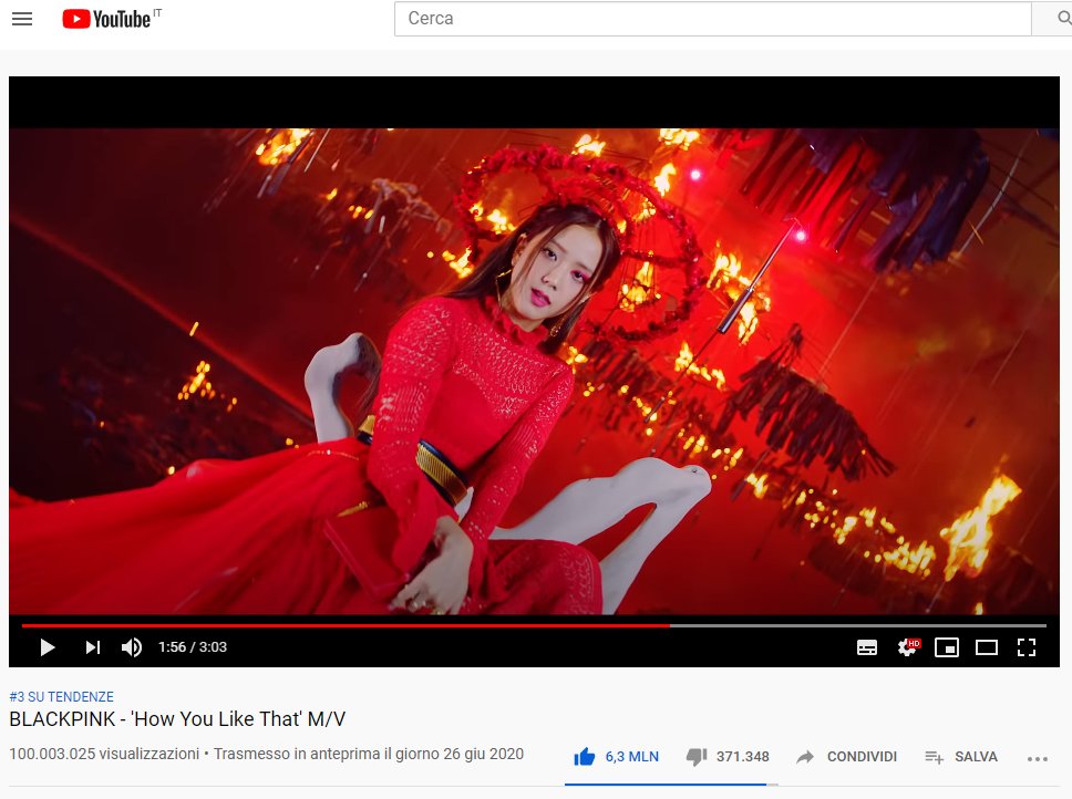 SerieTV46's tweet photo. #BLACKPINK "How You Like That" MV has surpassed 100M views on Youtube in just 32 hours and 22 minutes. 🚀🚀😱😱 https://t.co/RZbV6lFn1i