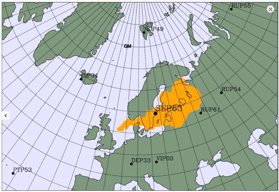 I don't have more info on the detection of Cs-134, Cs-137 & Ru-103 at a Swedish  @ctbto_alerts radionuclide facility than has been reported by news. Levels are higher than normal but don't pose a health risk. Here is the map of probable sources, this is a cause for alert NOT panic