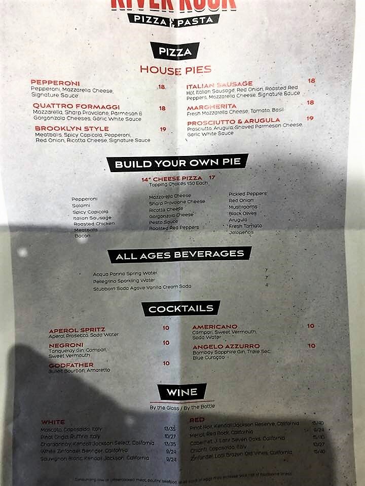 Laughlin Buzz on Twitter "River Rock Menu New Pizza and Pasta place at The Aquarius Casino