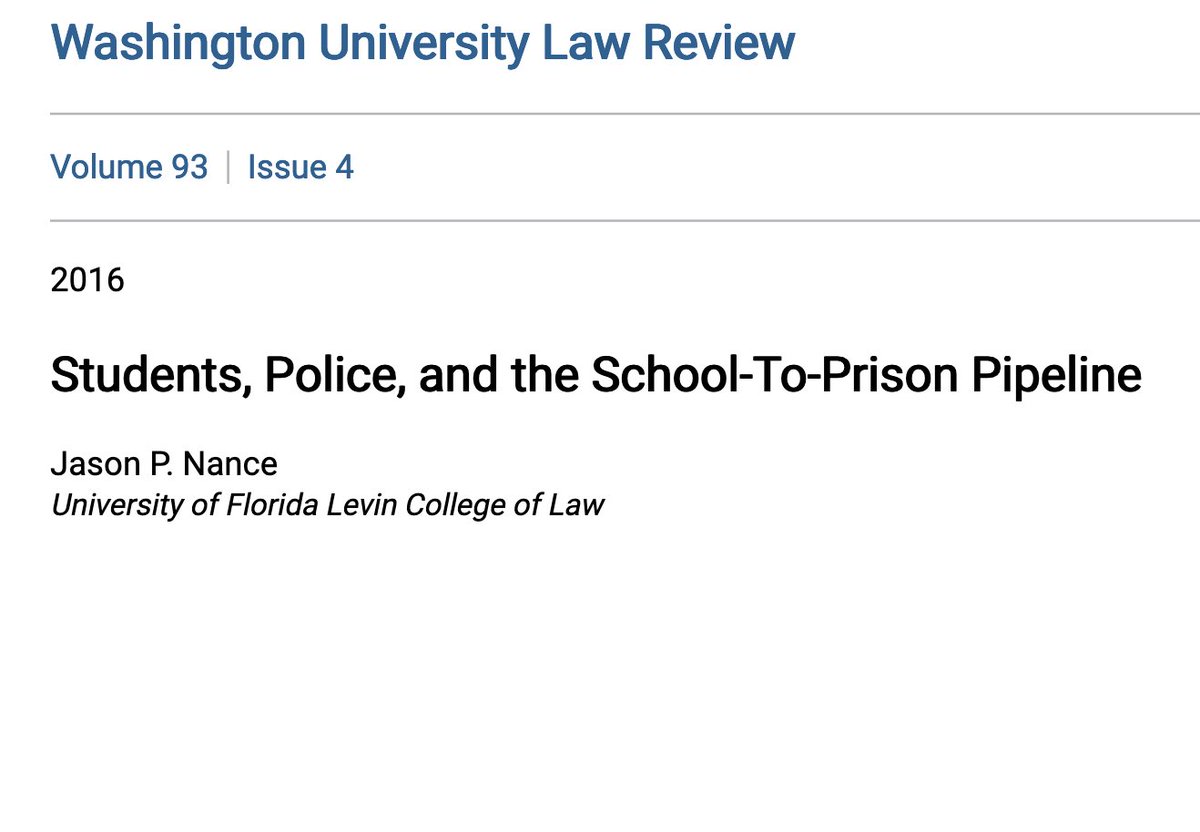 358/ "Racial discrimination in school discipline is a real problem." & "A police officer’s regular presence at a school is predictive of greater odds that school officials refer students to law enforcement for ... lower-level offenses that ... teachers should handle themselves."