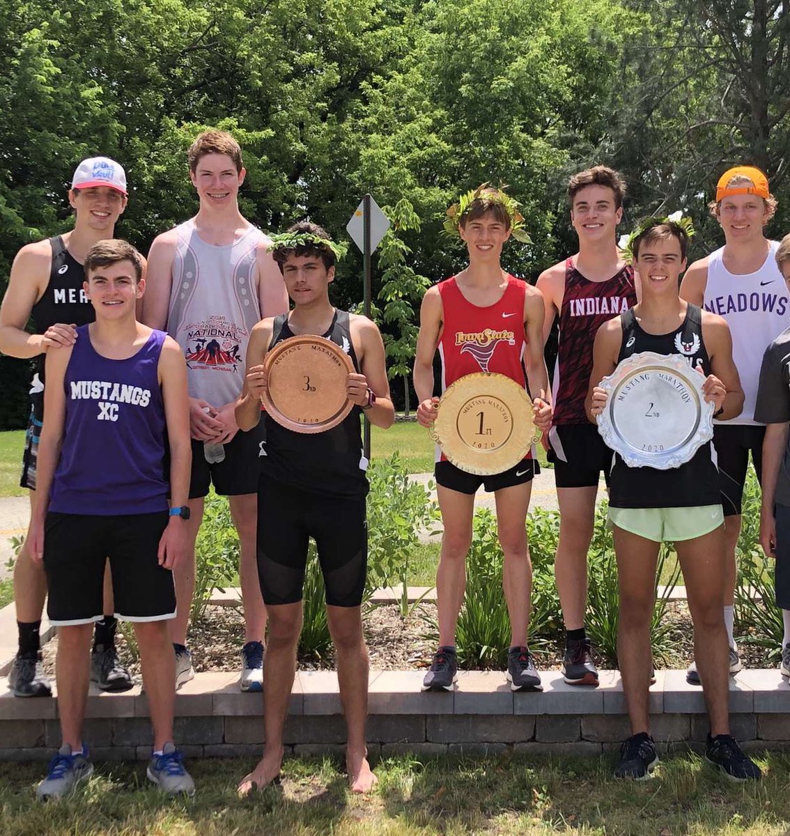 Congrats to the top 3 Aidan, Matt, and Nate. Also congrats to everyone who participated, it was a really hot day and everyone should be proud of themselves. 
Final times
Aidan: 3:02:20
Matt: 3:23:46
Nate: 3:41:41
Paul: 3:45:40
Royce: 3:54:45
CJ: 3:58:38