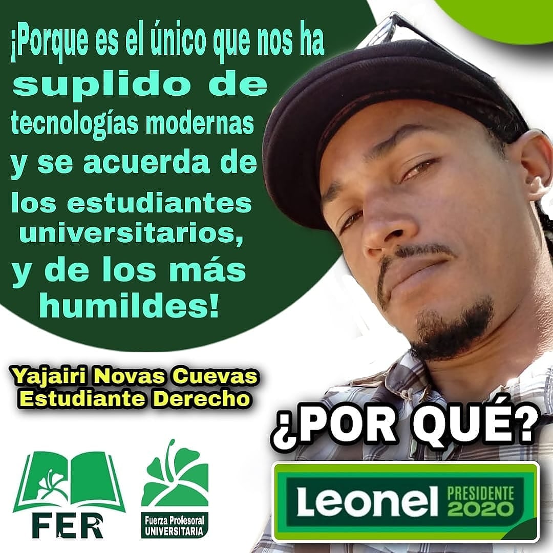 fuerzaER's tweet photo. porqueLeonel ¡Porque él es el único que nos ha suplido de tecnologías modernas y se acuerda de los estudiantes universitarios, y de los más humildes! #UASD #ElCaminoSeguro #LaFuerzaDelPueblo #FP #FuerzaEstudiantilRenovadora #FER @radhamesjimenezpena @rafelitova @yajairinovascueva https://t.co/Kw0Z2sN25U