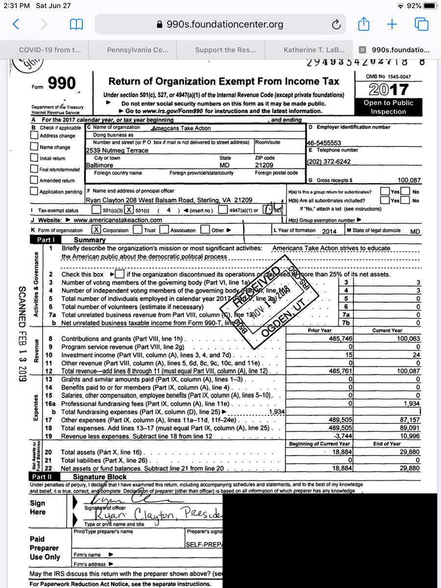 Here’s more tax info.  Hey look. More names.  https://990s.foundationcenter.org/990_pdf_archive/465/465455553/465455553_201712_990O.pdf