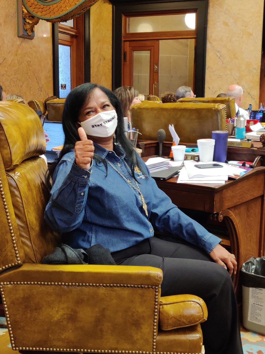 Rep. Debra Hendricks Gibbs can't hide her joy as the resolution sails out of the House.