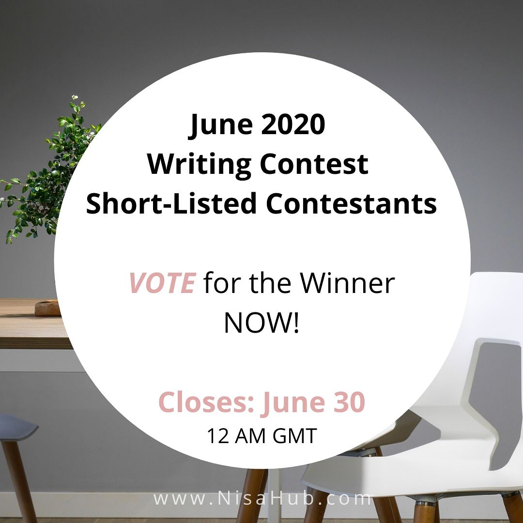 NisaHub's tweet photo. June 2020 writing contest Voting Time!

Voting Ends: June 30, 2020, at 12:00 AM!

Short Listed Contestants:

1. Heba Subeh-Hyder (Would You Like a Come in for Some Tea?)

2. Rumki Chowdhury (Robins Can Fly)

3. Sabrina Azhar (A Textrovert's Voice)

https://t.co/UvAXdK3wba https://t.co/Pd0I9IGxDP
