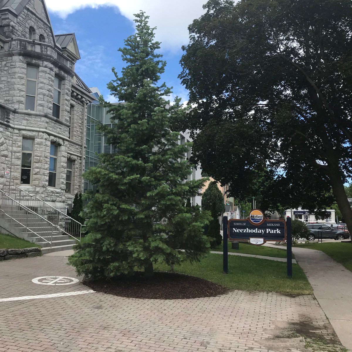 Thanks to the Town of @MidlandON, Neezhoday Park now has a brand new tree Downtown Midland!

#NewTree #DowntownMidlandON #NeezhodayPark