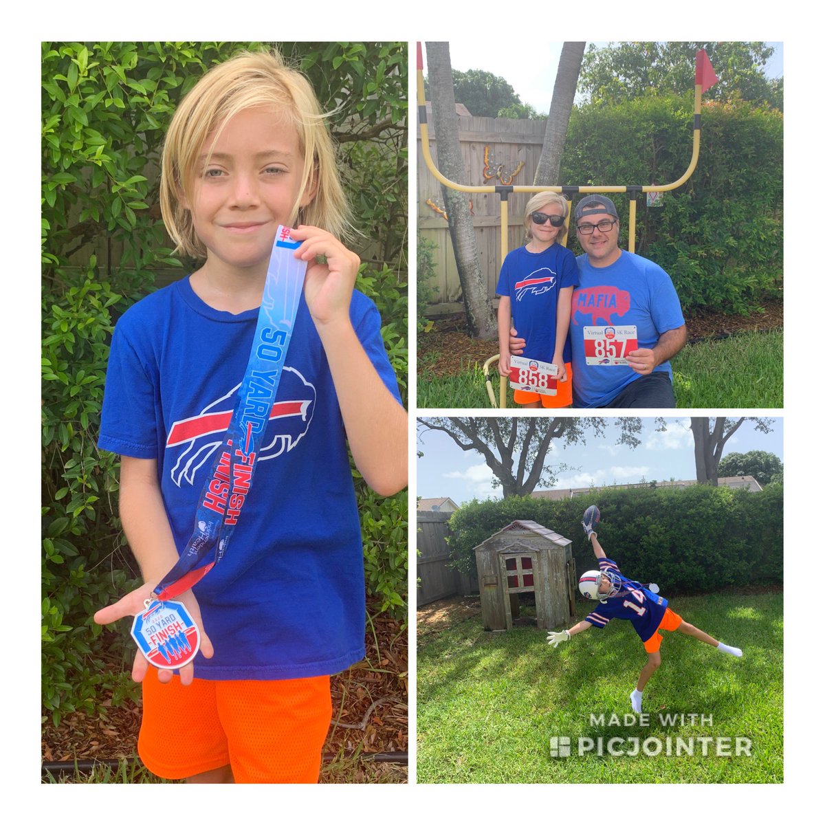 DoctorAltieri's tweet photo. Ran the #50yardfinish and the worked on his one hand catches—lots of energy on a hot day!  @buffalobills #GoBills https://t.co/PLfuVC91LS